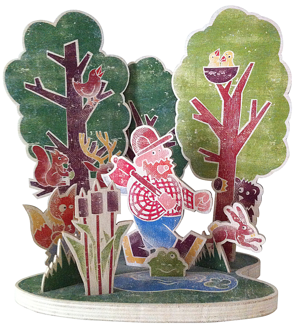Kleuren illustratie omgezet in een houten object, eigen werk