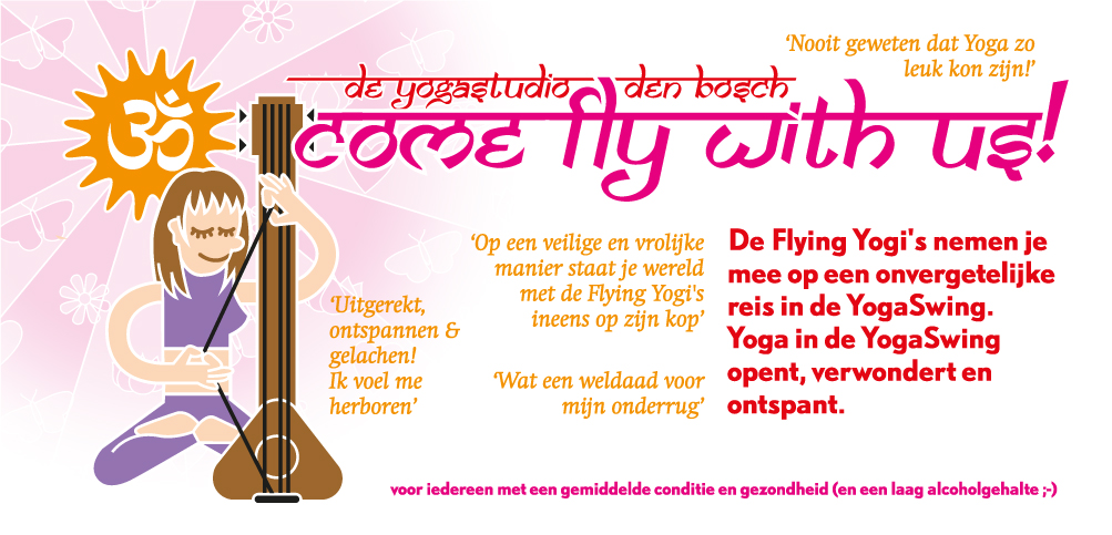 Achterkant Flyer van de Flying Yogi’s